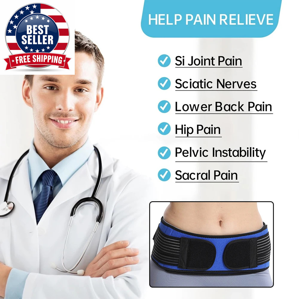 Pelvic Support Belt for Men and Women, SI Joint Hip, Lower Back Support Brace, S