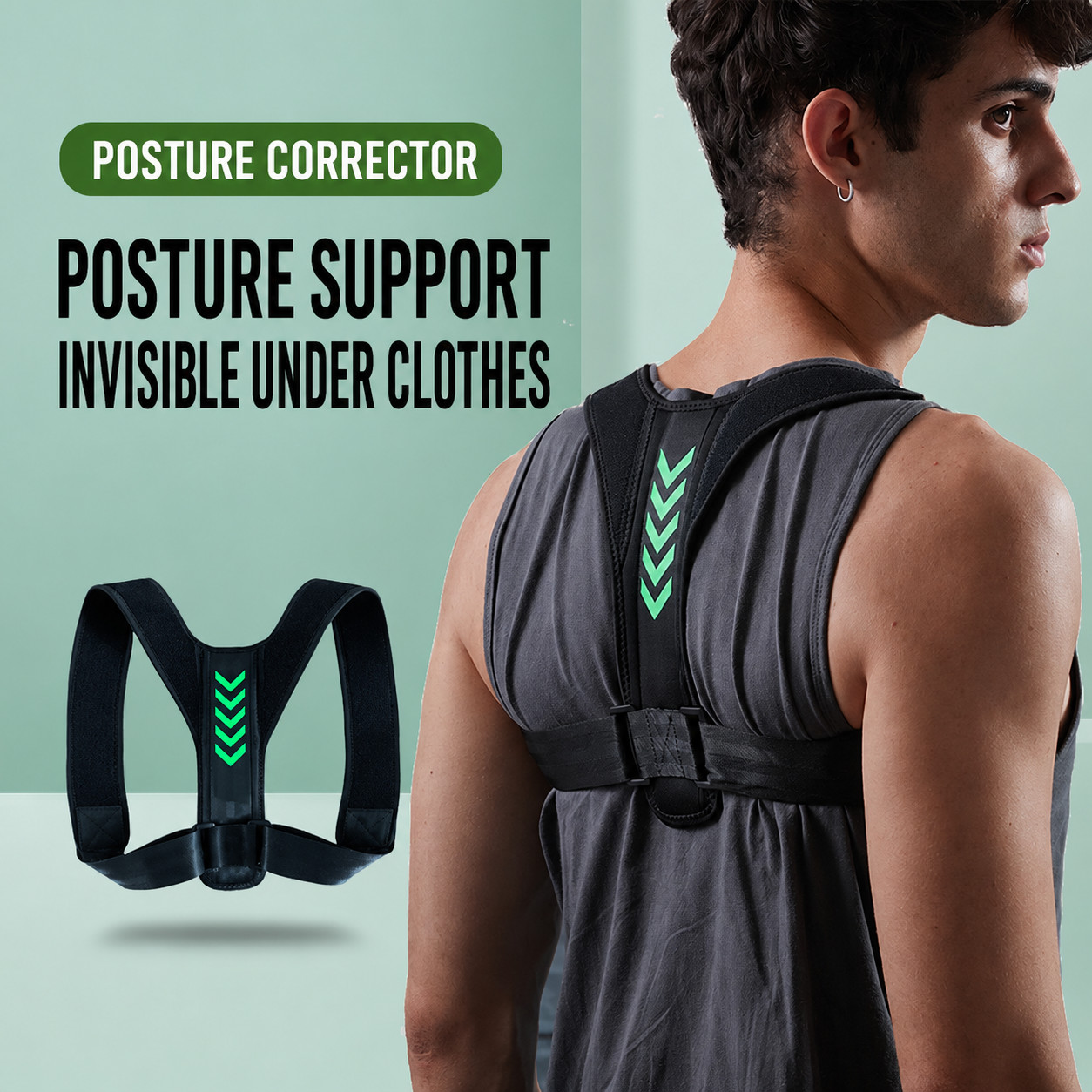 Posture Corrector Back Brace Adjustable Shoulder Support Men Women Unisex Black