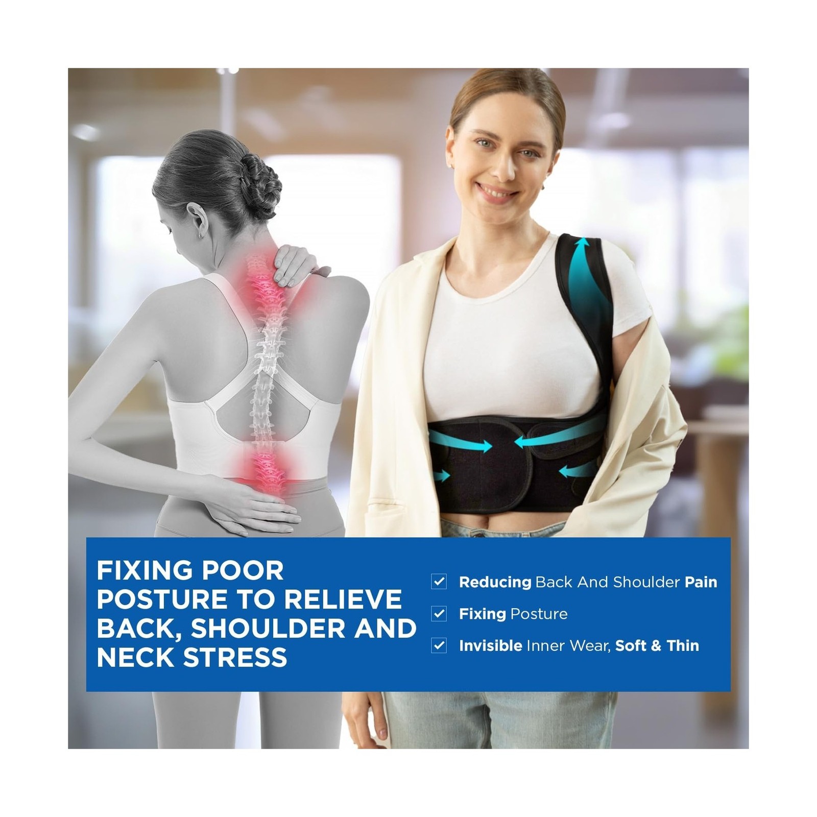 Vicorrect Posture Corrector for Women and Men: Back Brace Support -… Fast Ship