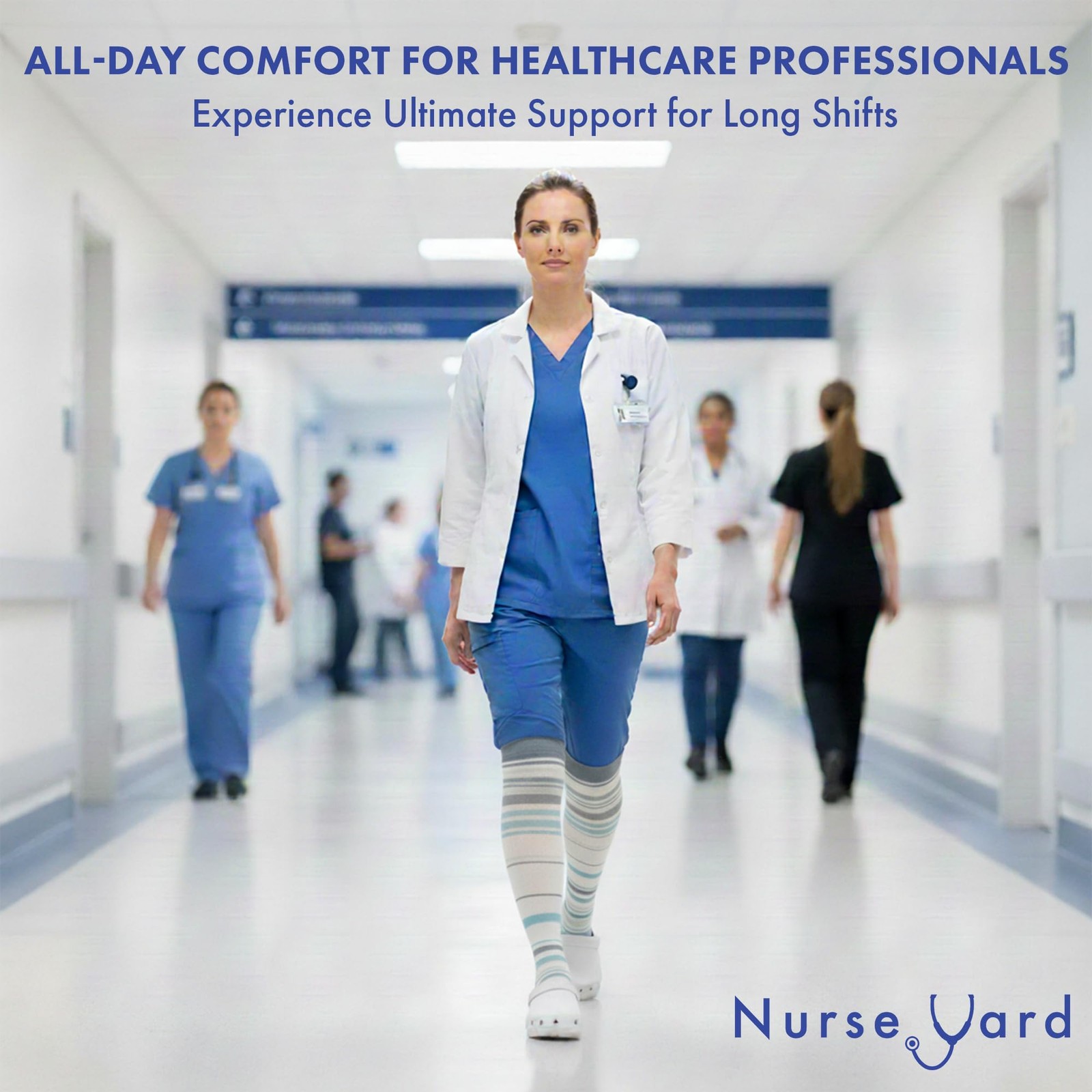 Nurse Yard Compression Socks Nurses – Women & Men – 1 Pair ST-GRY-SM-FBA