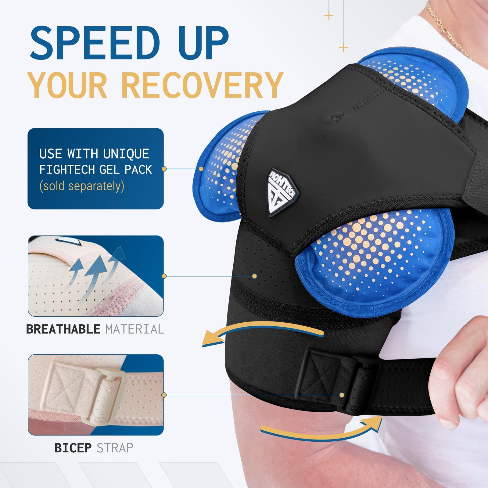 FIGHTECH Shoulder Brace for Torn Rotator Cuff Men and XX-Large, Black