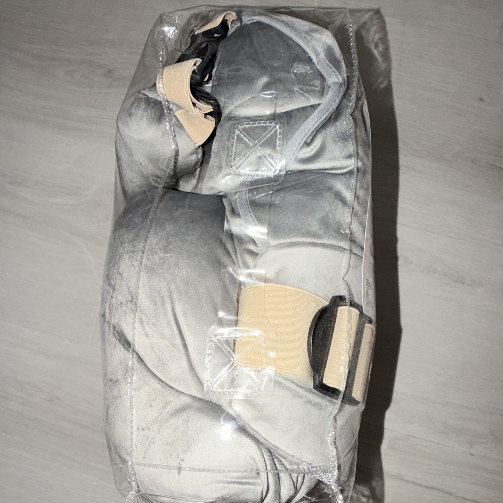 Gray Mastectomy Pillow for Chest Post-Surgery Recovery, Adjustable Beige Straps