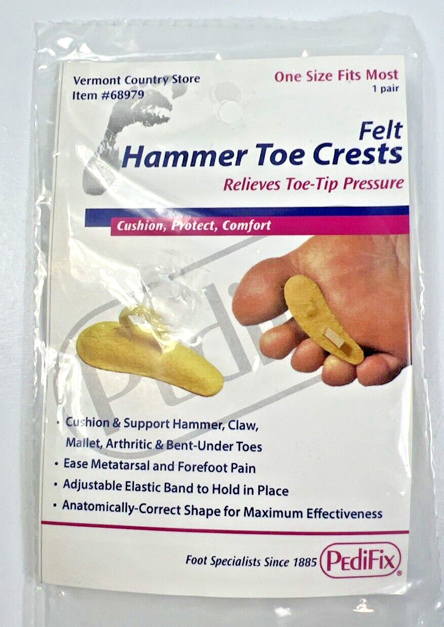 Pedifix Beige Felt Hammer Toe Crests Pull-On Adjustable – Pair Right & Left Foot