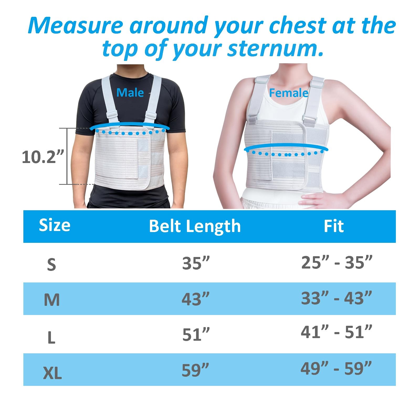 Rib Injury Chest Binder Brace for Cracked Ribs – Elastic Rib Support Belt for…