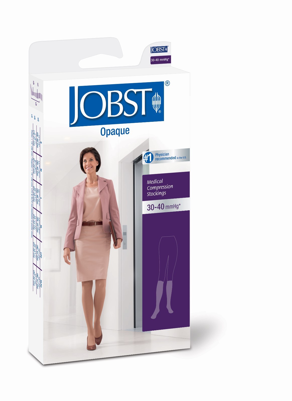 Jobst Womens Opaque Compression Knee Stockings 30-40 mmhg Supports Closed Toe