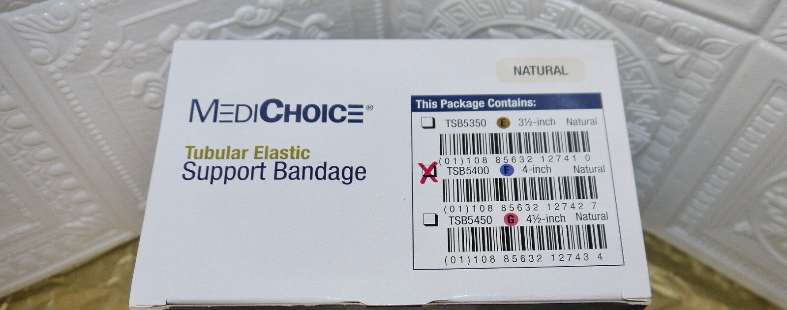 MediChoice MADE USA Tubular Elastic Support Bandage Natural Sz F 4 In x 11 yds