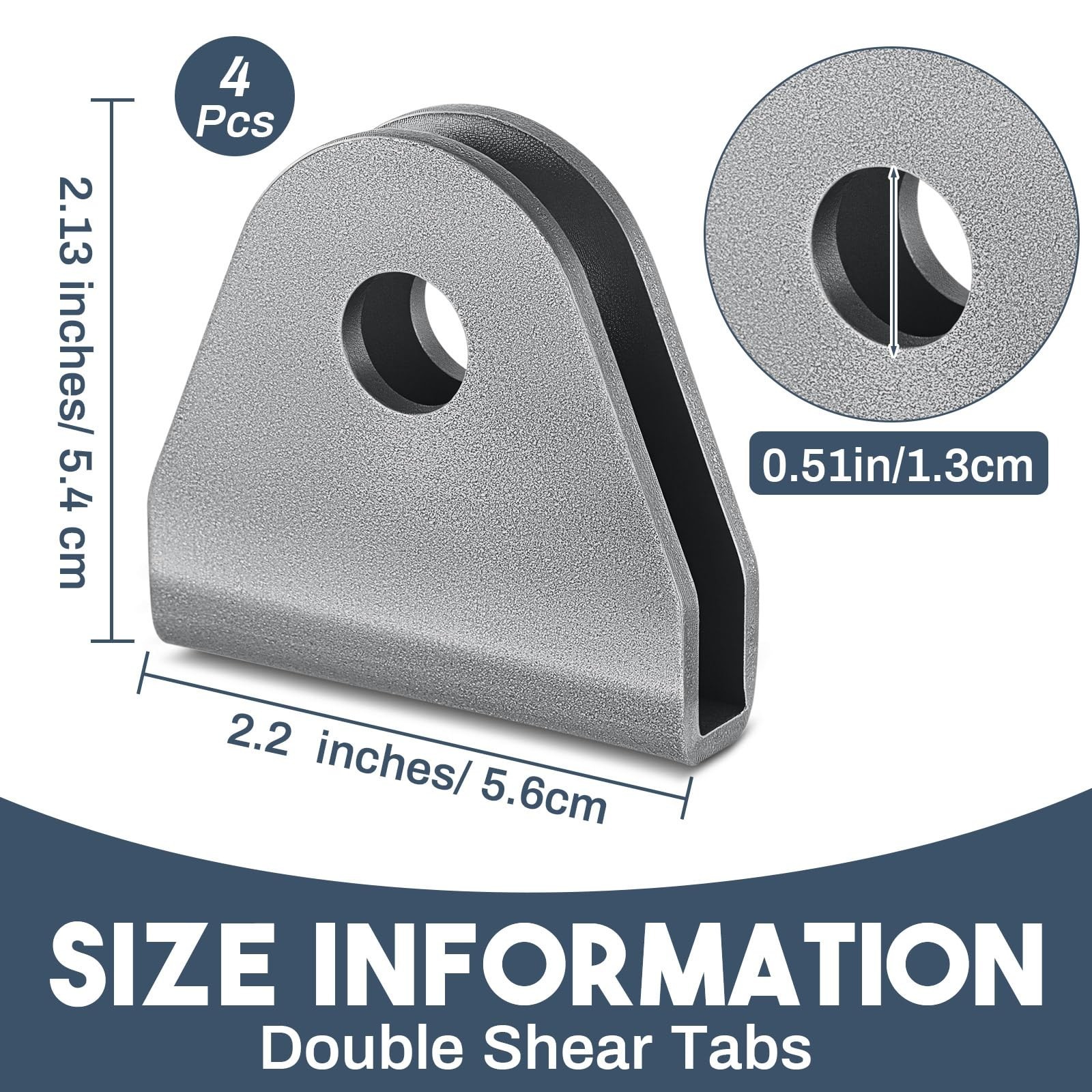 4 Pack Double Shear Tabs for Seat Belts – Weld-On Limit Straps, 1/2″ Hole, UTV &