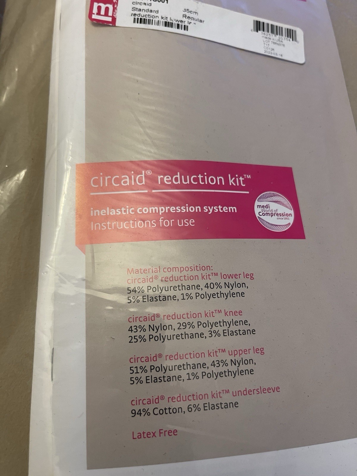 Circaid Standard Reduction Kit Lower Leg 35cm Regular