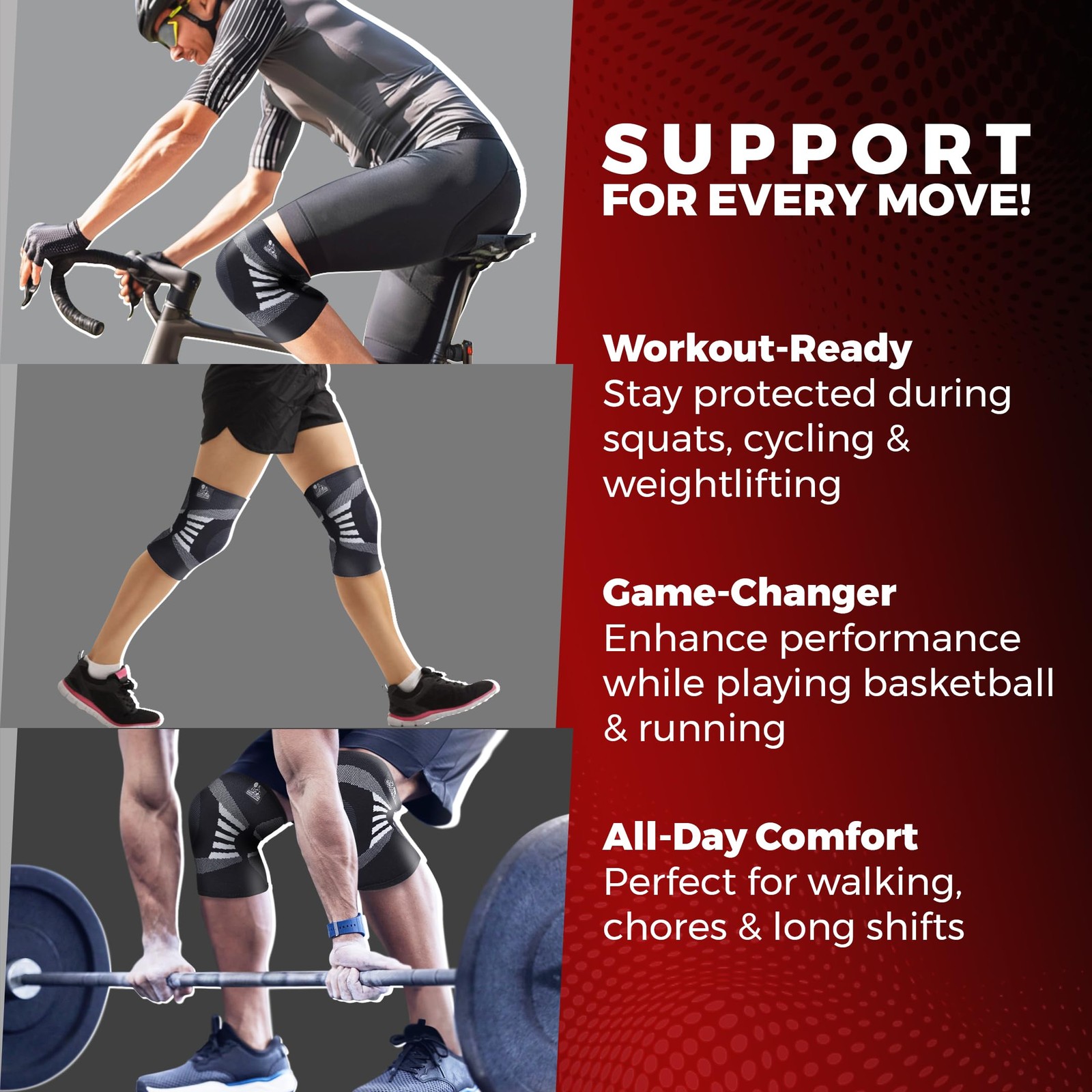 Nordic Lifting Knee Compression Sleeves, 1 Pair, Support for XX-Large, Grey