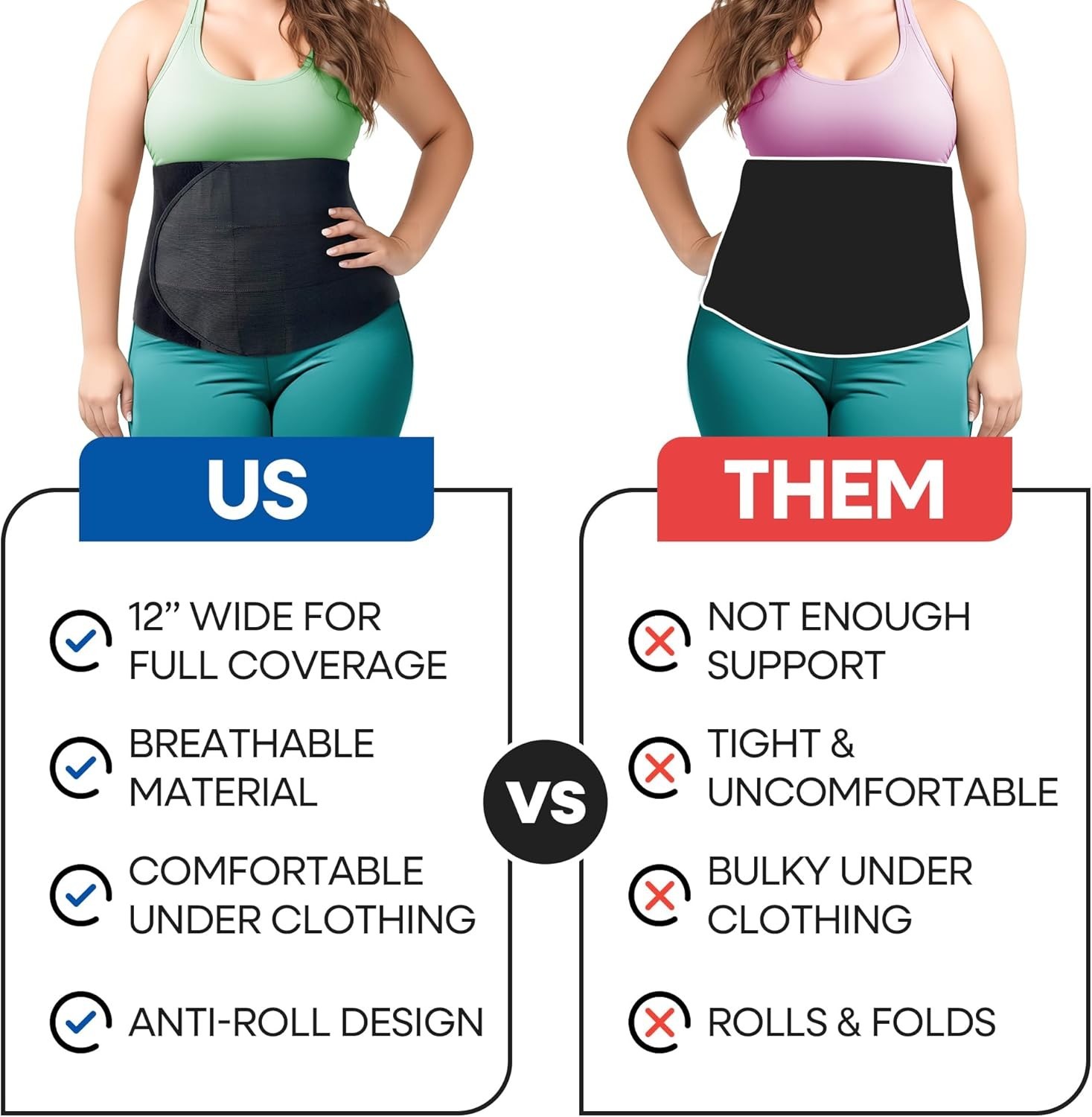 Postpartum Belly Band Wrap & Hernia Support for Men & Women | L/XL Comfort
