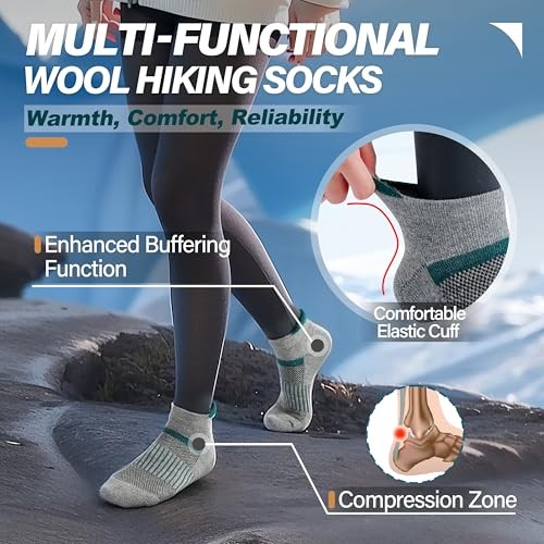 6 Pairs Merino Wool Ankle Running Hiking Socks Compression Large Color Mix