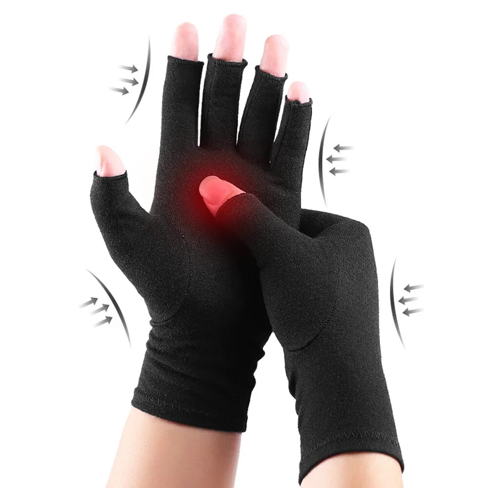 2 Pair Unisex Arthritis Compression Gloves Relieve Muscle Pain Fingerless Gloves