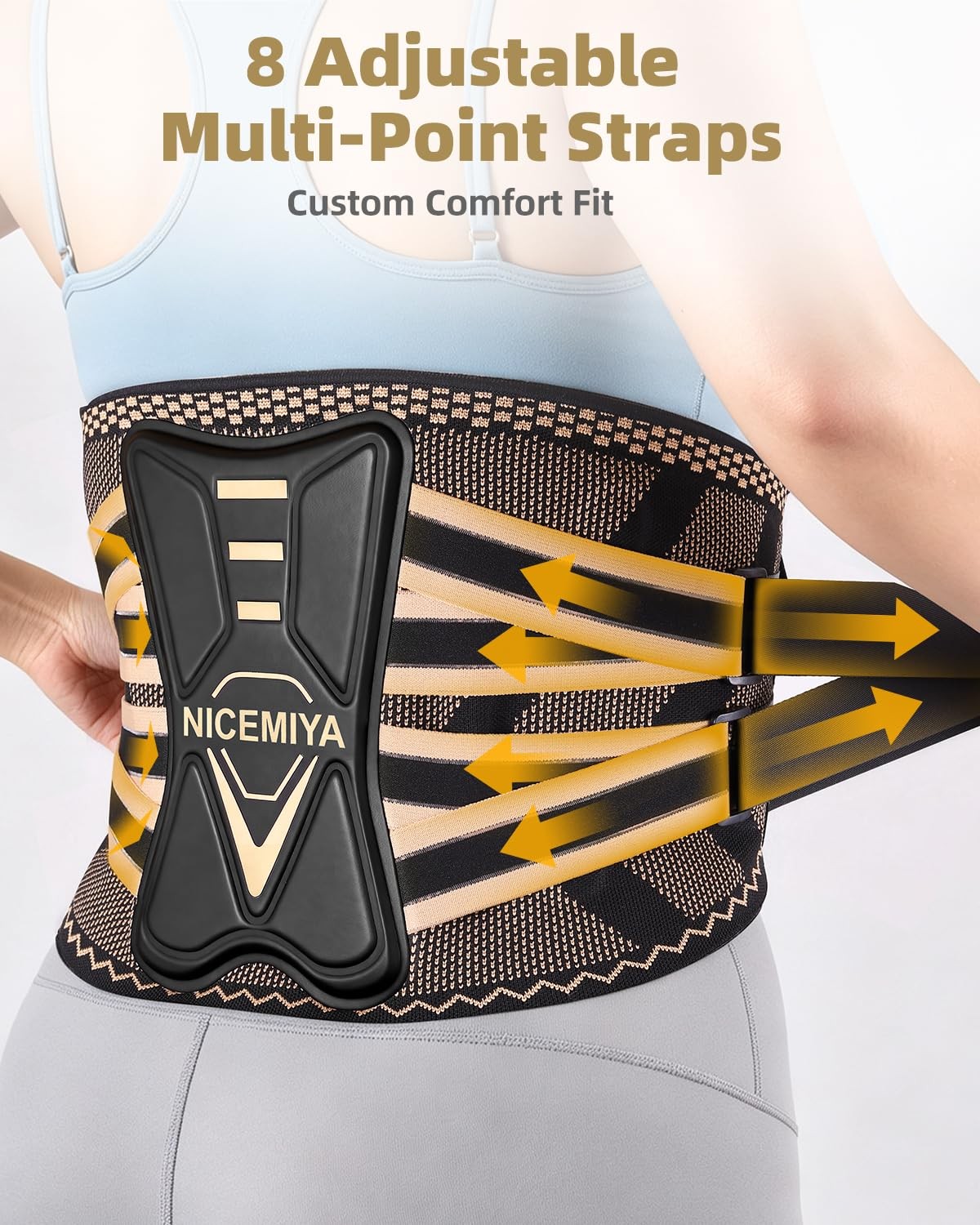 Copper-Infused Back Brace 6 Stays Lumbar Support Belt Men Women Sciatica – Large