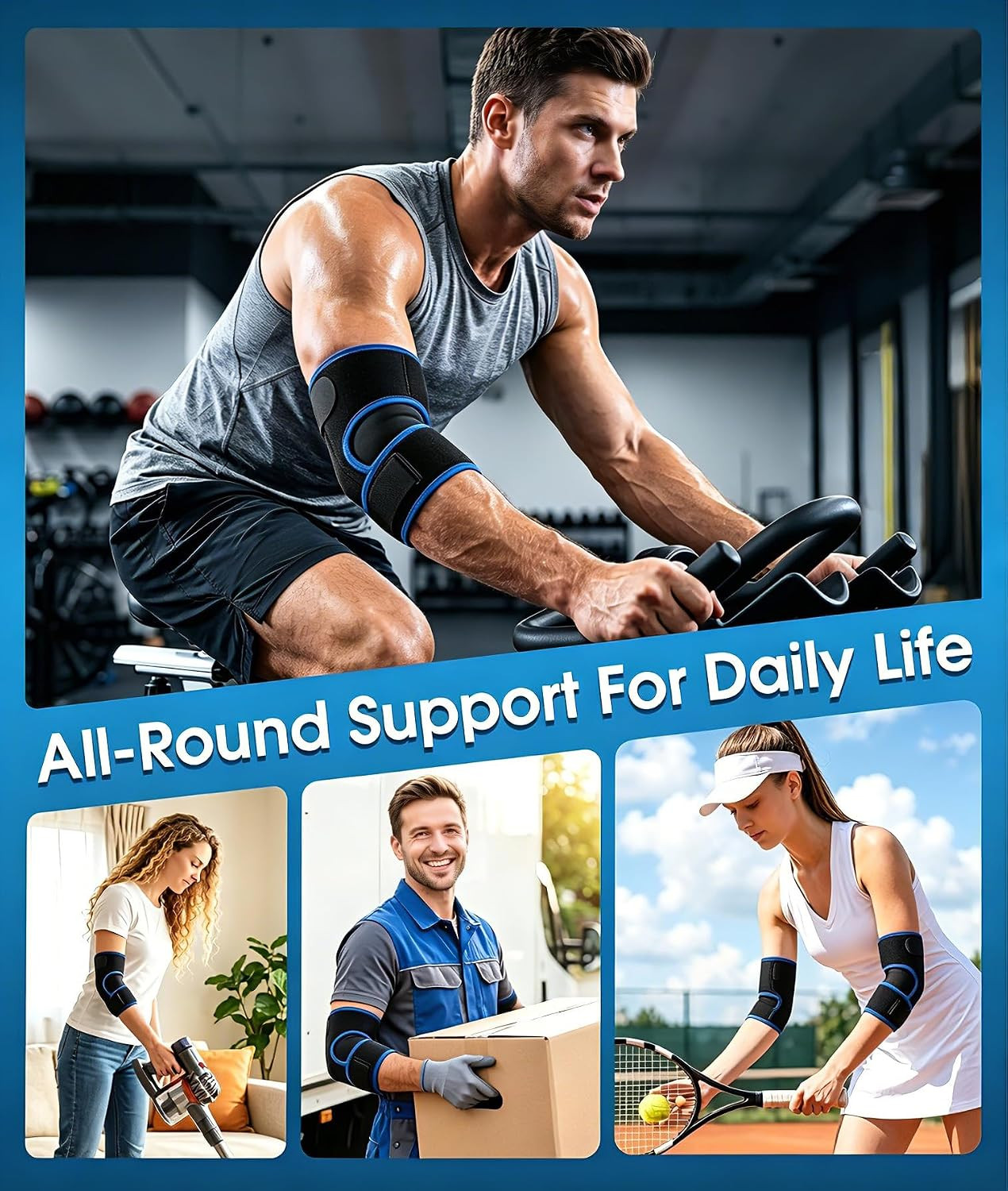 Adjustable Elbow Brace for Tendonitis, Tennis & Golfer’S Elbow – Fits Most Compr