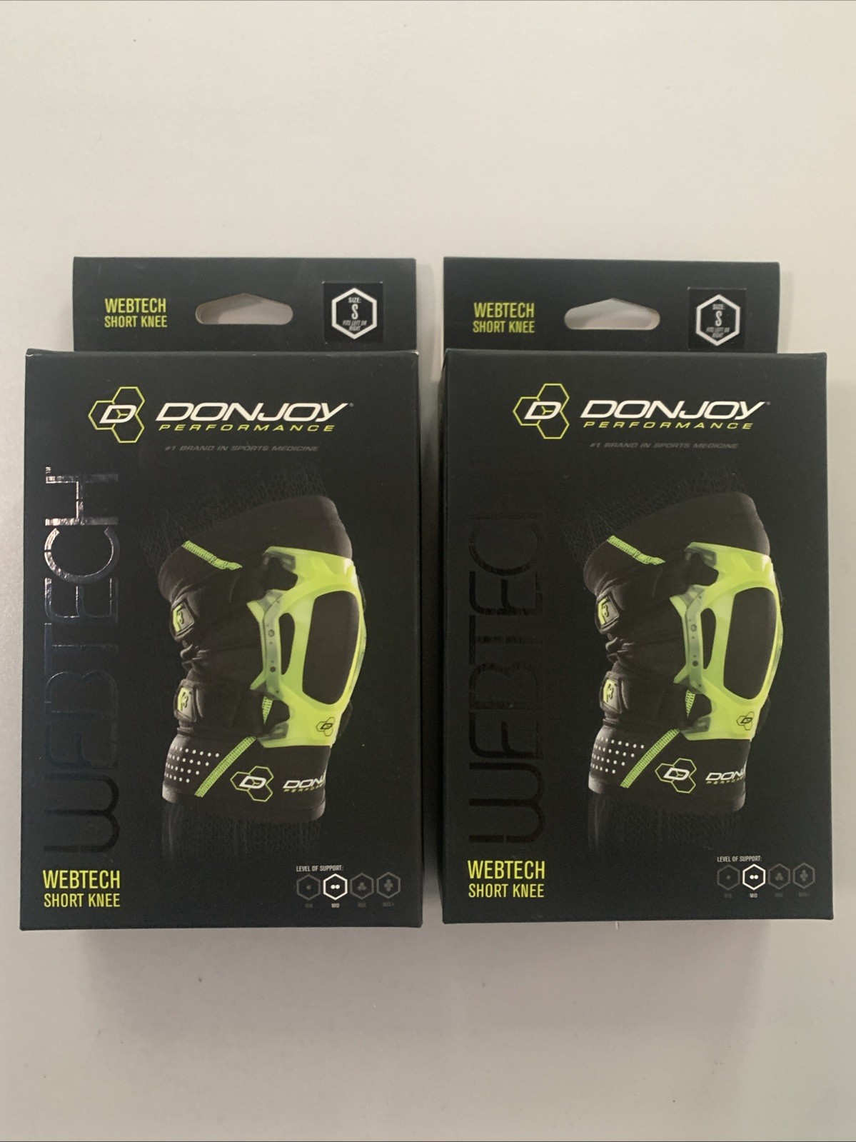 2 Pack – DONJOY PERFORMANCE Webtech Short Knee Brace (Green, Small)