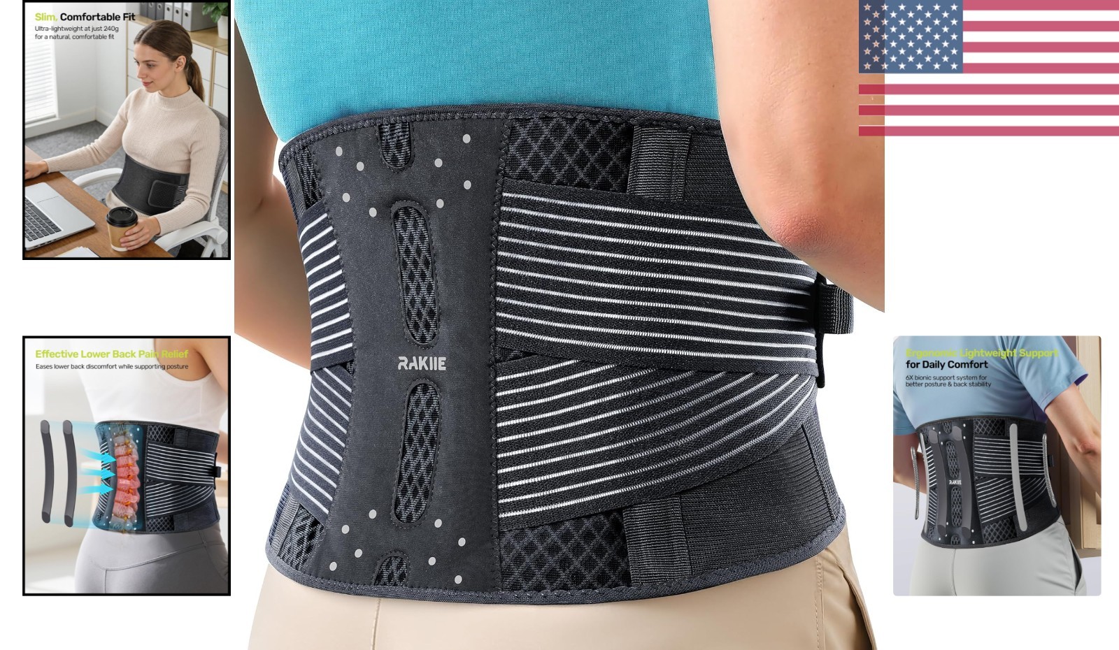 Breathable Slim Back Support Brace with Adjustable Straps for All-Day Use