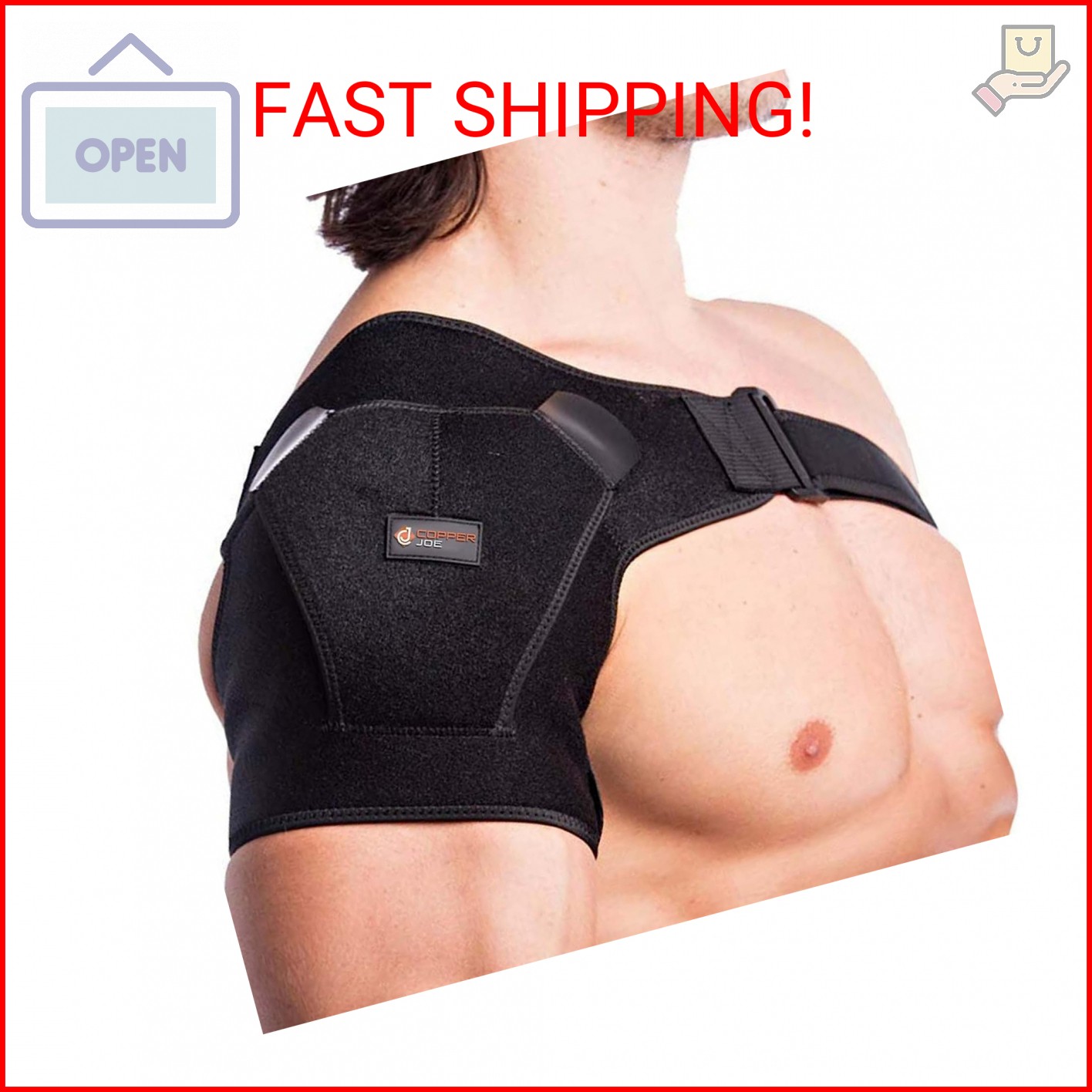 Copper Joe Compression Shoulder Brace for Women & Men – Rotator Cuff Support Bra