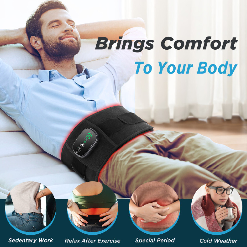 Cordless Heating Pad Back Massager Brace for Lower Back Pain Relief Wrap Belt