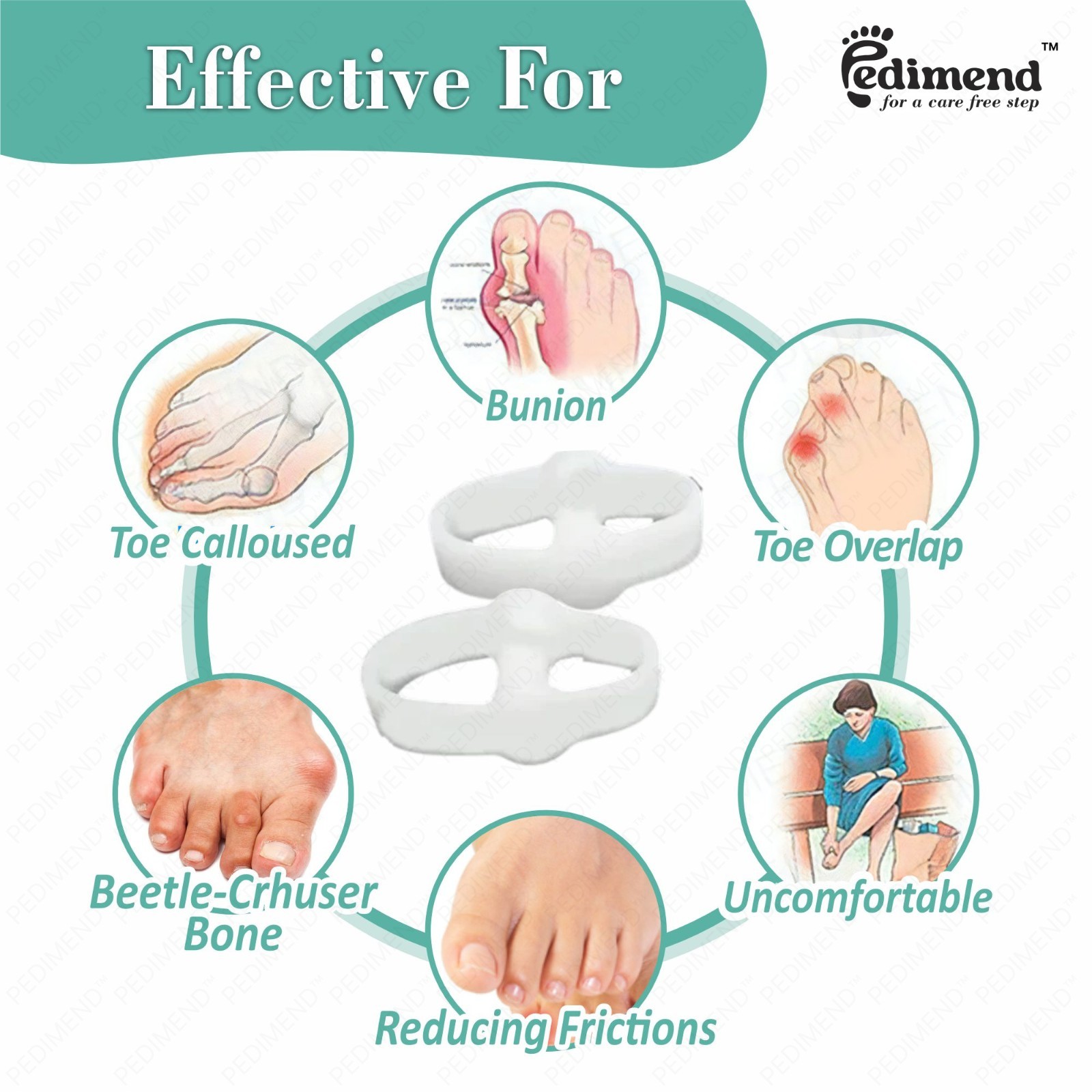Pedimend™ Silicone Gel Double Loop Bunion Corrector Toe Separators & Toes Spacer